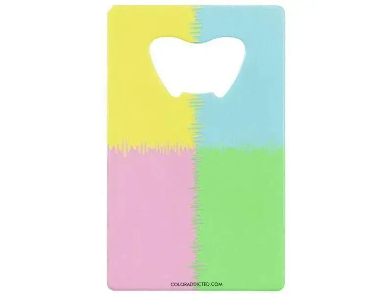 Credit Card Bottle Openers-QUARTERS Credit Card Bottle Openers-Pink, Light Blue, Light Green & Light Yellow-from COLORADDICTED.COM-