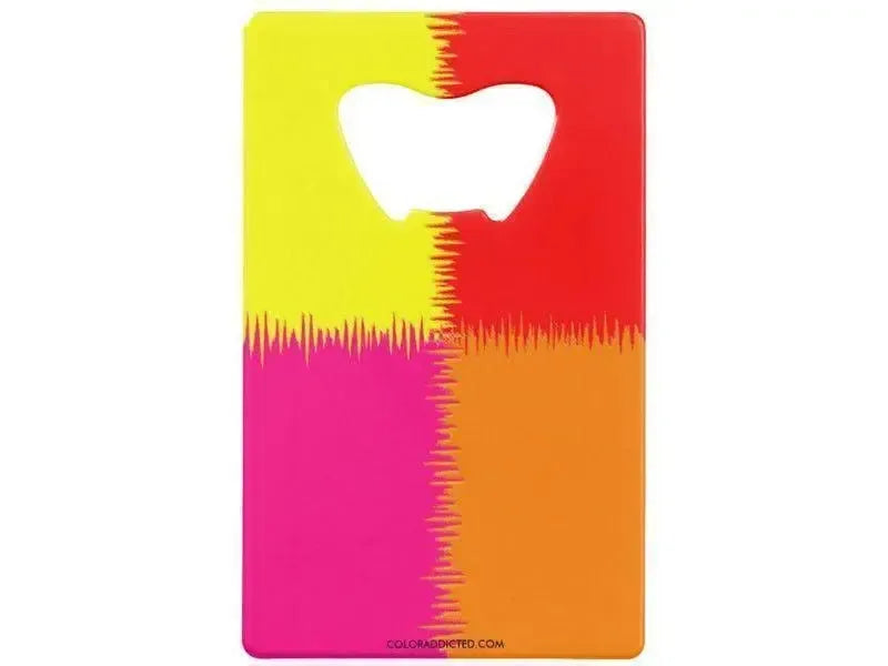 Credit Card Bottle Openers-QUARTERS Credit Card Bottle Openers-Red, Orange, Fuchsia & Yellow-from COLORADDICTED.COM-