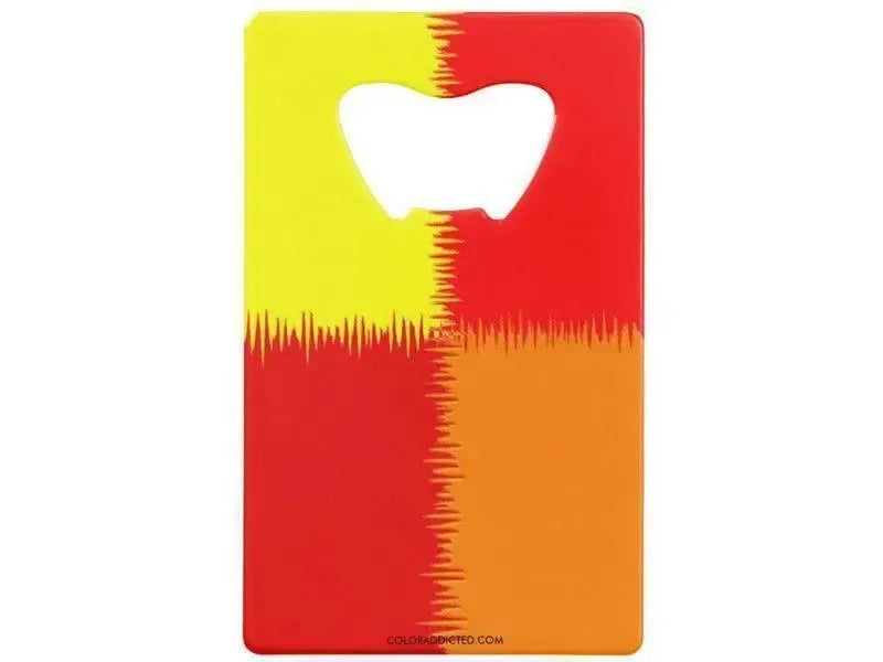 Credit Card Bottle Openers-QUARTERS Credit Card Bottle Openers-Reds, Orange & Yellow-from COLORADDICTED.COM-