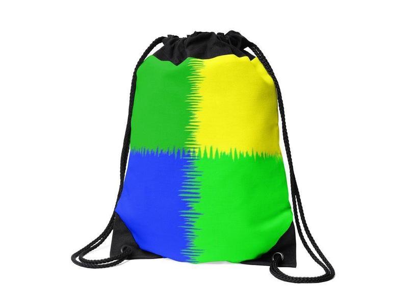 Drawstring Bags-QUARTERS Drawstring Bags-Blues &amp; Greens &amp; Yellow-from COLORADDICTED.COM-