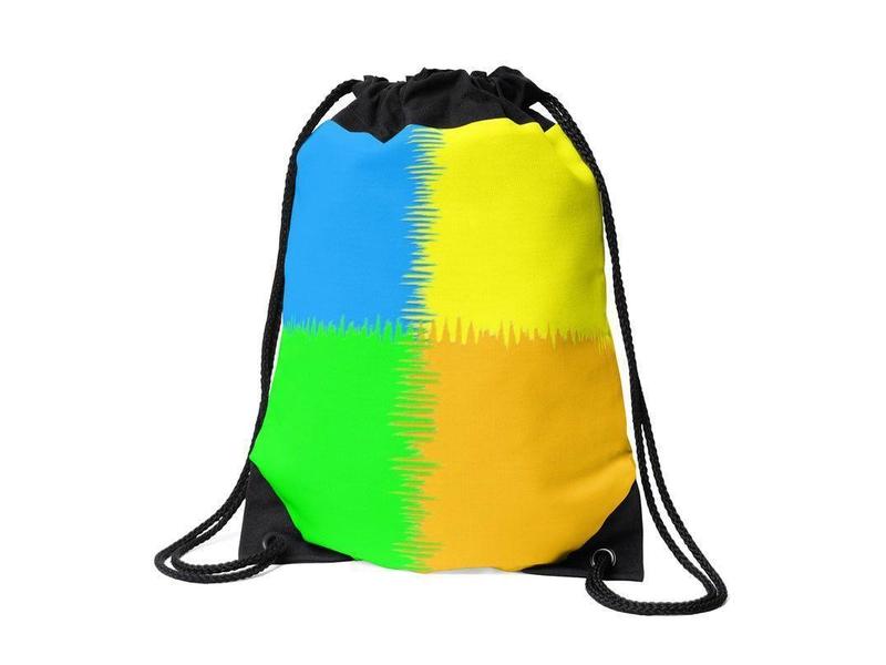 Drawstring Bags-QUARTERS Drawstring Bags-Orange &amp; Blue &amp; Green &amp; Yellow-from COLORADDICTED.COM-