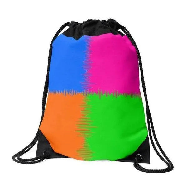 Drawstring Bags-QUARTERS Drawstring Bags-Orange & Fuchsia & Blue & Green-from COLORADDICTED.COM-
