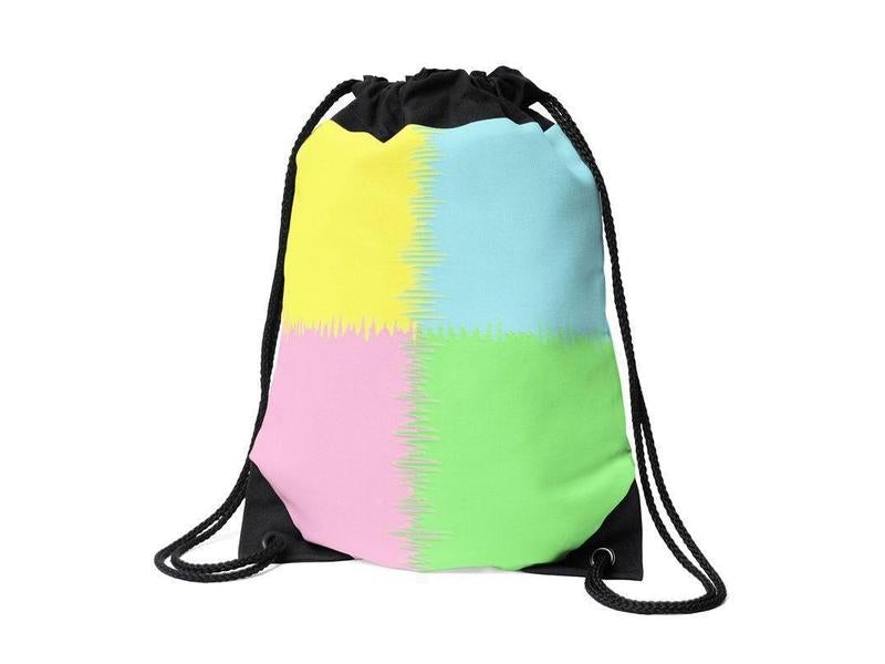 Drawstring Bags-QUARTERS Drawstring Bags-Pink &amp; Light Blue &amp; Light Green &amp; Light Yellow-from COLORADDICTED.COM-
