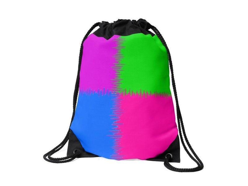 Drawstring Bags-QUARTERS Drawstring Bags-Purple &amp; Fuchsia &amp; Blue &amp; Green-from COLORADDICTED.COM-