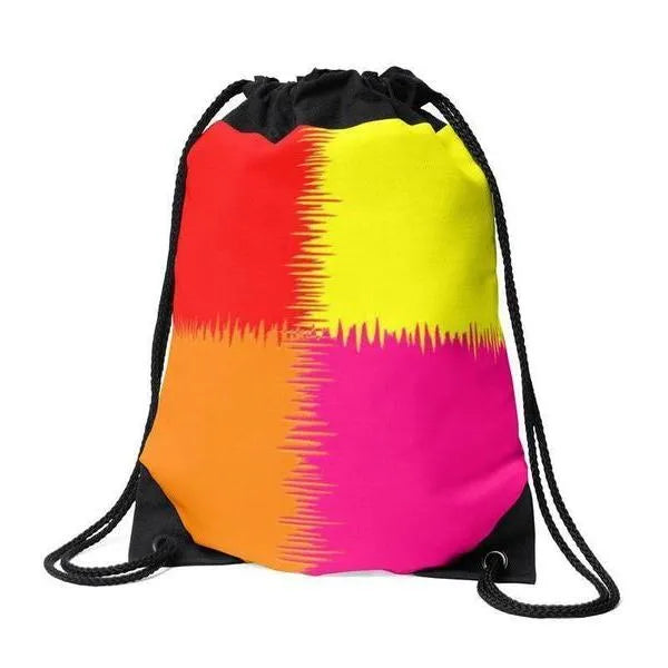 Drawstring Bags-QUARTERS Drawstring Bags-Red & Orange & Fuchsia & Yellow-from COLORADDICTED.COM-