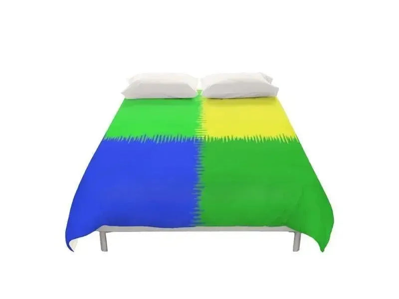 Duvet Covers-QUARTERS Duvet Covers-Blues & Greens & Yellow-from COLORADDICTED.COM-