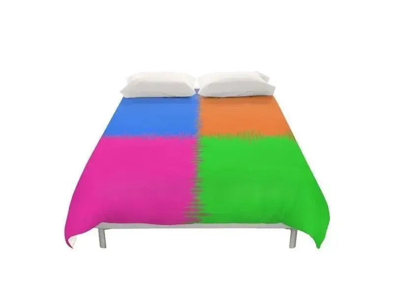 Duvet Covers-QUARTERS Duvet Covers-Orange & Fuchsia & Blue & Green-from COLORADDICTED.COM-