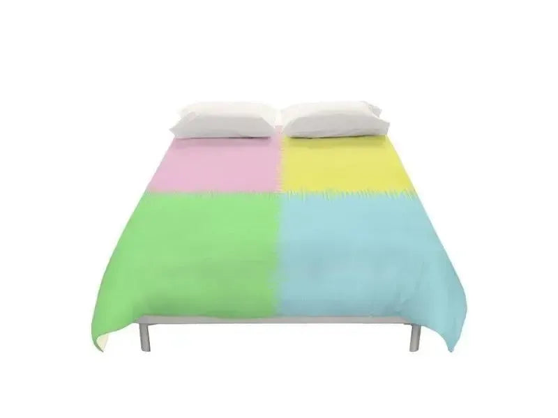 Duvet Covers-QUARTERS Duvet Covers-Pink & Light Blue & Light Green & Light Yellow-from COLORADDICTED.COM-