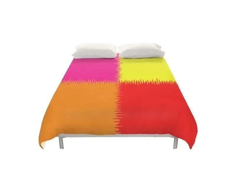 Duvet Covers-QUARTERS Duvet Covers-Red & Orange & Fuchsia & Yellow-from COLORADDICTED.COM-