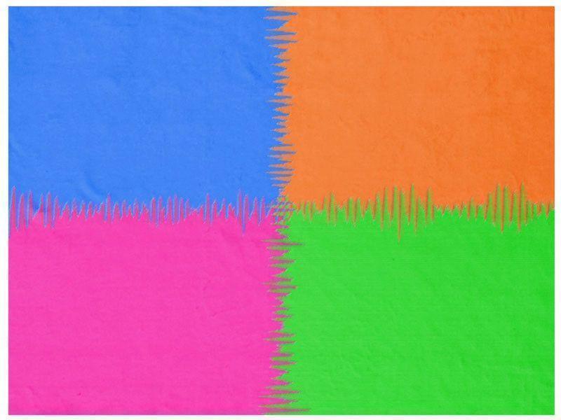 Fleece Blankets-QUARTERS Fleece Blankets-Orange, Fuchsia, Blue &amp; Green-from COLORADDICTED.COM-