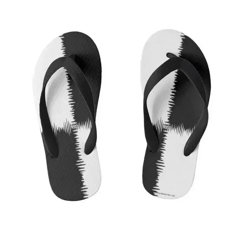 Kids Flip Flops-QUARTERS Kids Flip Flops-Black & White-from COLORADDICTED.COM-