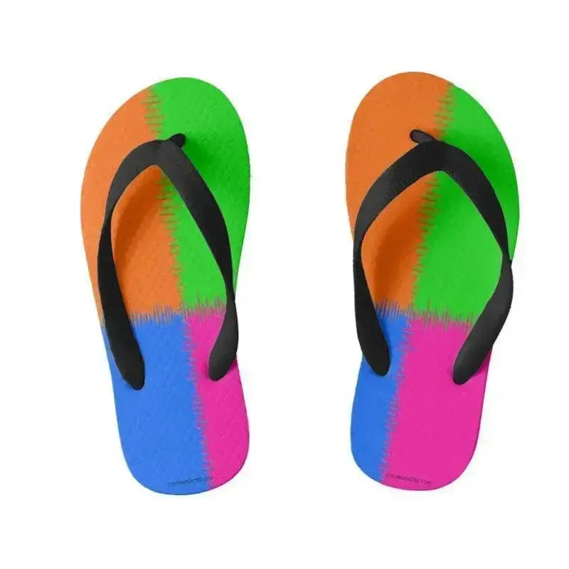 Kids Flip Flops-QUARTERS Kids Flip Flops-Orange & Fuchsia & Blue & Green-from COLORADDICTED.COM-
