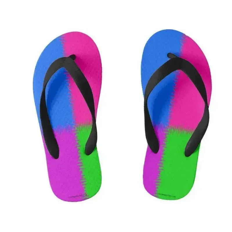 Kids Flip Flops-QUARTERS Kids Flip Flops-Purple & Fuchsia & Blue & Green-from COLORADDICTED.COM-