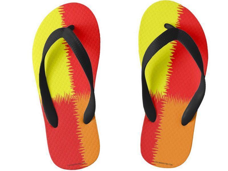 Kids Flip Flops-QUARTERS Kids Flip Flops-Reds &amp; Orange &amp; Yellow-from COLORADDICTED.COM-