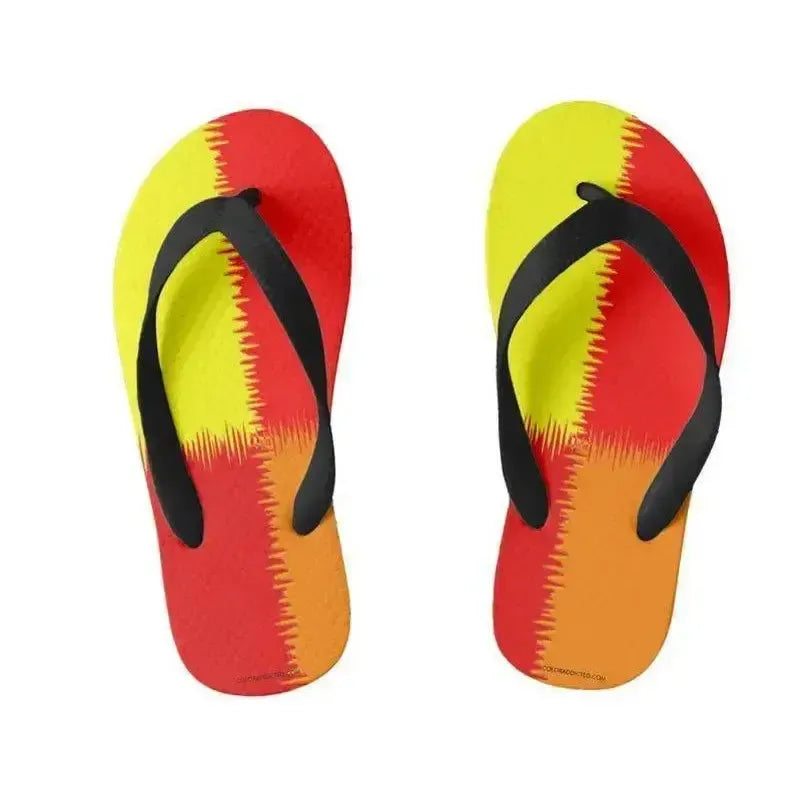 Kids Flip Flops-QUARTERS Kids Flip Flops-Reds & Orange & Yellow-from COLORADDICTED.COM-