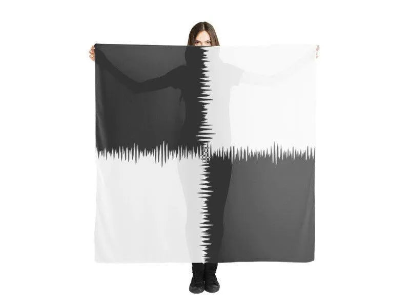 Large Square Scarves & Shawls-QUARTERS Large Square Scarves & Shawls-Black & White-from COLORADDICTED.COM-