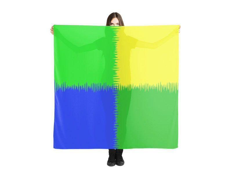 Large Square Scarves &amp; Shawls-QUARTERS Large Square Scarves &amp; Shawls-Blues &amp; Greens &amp; Yellow-from COLORADDICTED.COM-