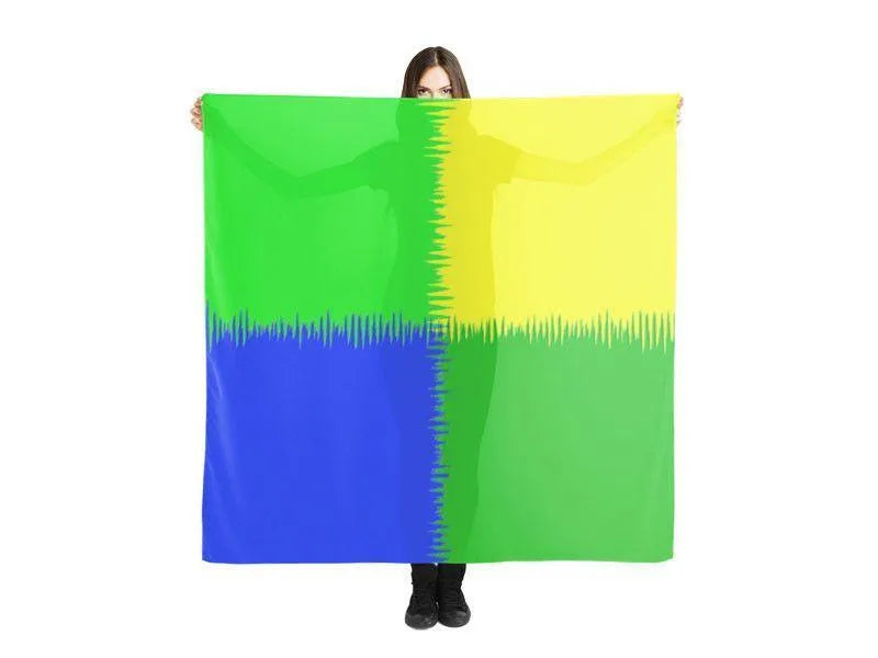 Large Square Scarves & Shawls-QUARTERS Large Square Scarves & Shawls-Blues & Greens & Yellow-from COLORADDICTED.COM-