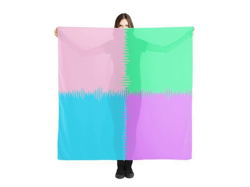 Large Square Scarves &amp; Shawls-QUARTERS Large Square Scarves &amp; Shawls-Pink &amp; Light Blue &amp; Light Green &amp; Light Purple-from COLORADDICTED.COM-