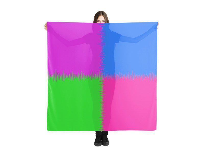 Large Square Scarves &amp; Shawls-QUARTERS Large Square Scarves &amp; Shawls-Purple &amp; Fuchsia &amp; Blue &amp; Green-from COLORADDICTED.COM-