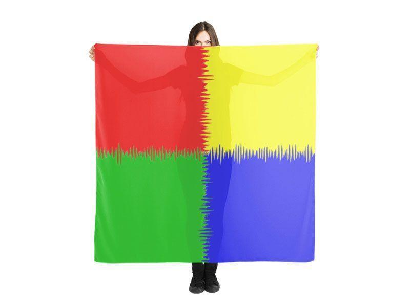 Large Square Scarves &amp; Shawls-QUARTERS Large Square Scarves &amp; Shawls-Red &amp; Blue &amp; Green &amp; Yellow-from COLORADDICTED.COM-