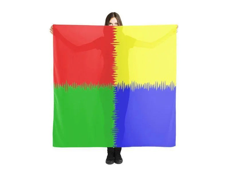 Large Square Scarves & Shawls-QUARTERS Large Square Scarves & Shawls-Red & Blue & Green & Yellow-from COLORADDICTED.COM-