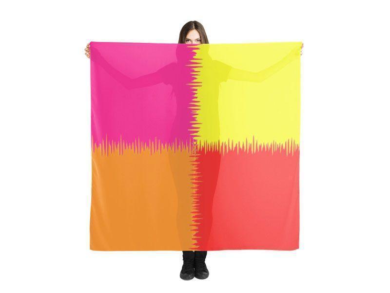 Large Square Scarves &amp; Shawls-QUARTERS Large Square Scarves &amp; Shawls-Red &amp; Orange &amp; Fuchsia &amp; Yellow-from COLORADDICTED.COM-