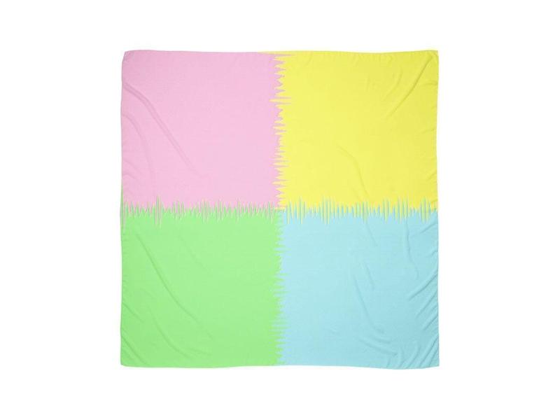 Large Square Scarves & Shawls-QUARTERS Large Square Scarves & Shawls-Pink & Light Blue & Light Green & Light Yellow-from COLORADDICTED.COM-