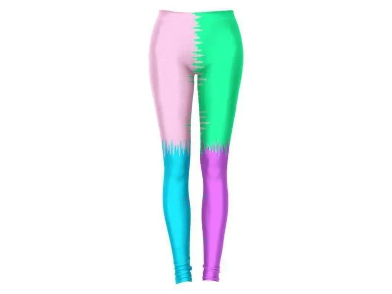 Leggings-QUARTERS Leggings-Pink & Light Blue & Light Green & Light Purple-from COLORADDICTED.COM-