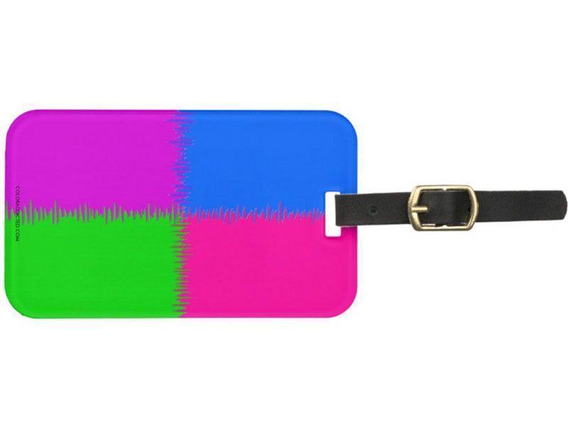 Luggage Tags-QUARTERS Luggage Tags-Purple, Fuchsia, Blue &amp; Green-from COLORADDICTED.COM-