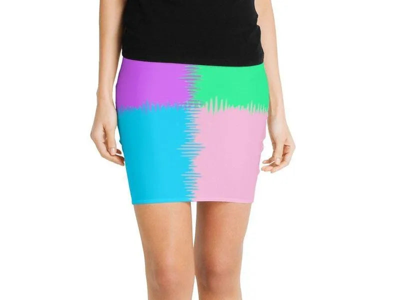 Mini Pencil Skirts-QUARTERS Mini Pencil Skirts-Pink & Light Blue & Light Green & Light Purple-from COLORADDICTED.COM-