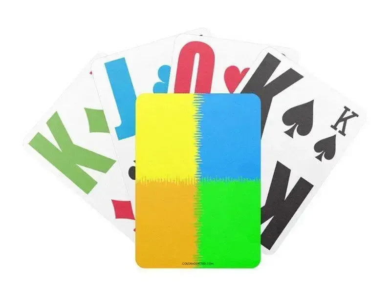 Playing Cards-QUARTERS Premium Bicycle® E-Z See® LoVision® Playing Cards for visually impaired players-Orange & Blue & Green & Yellow-from COLORADDICTED.COM-