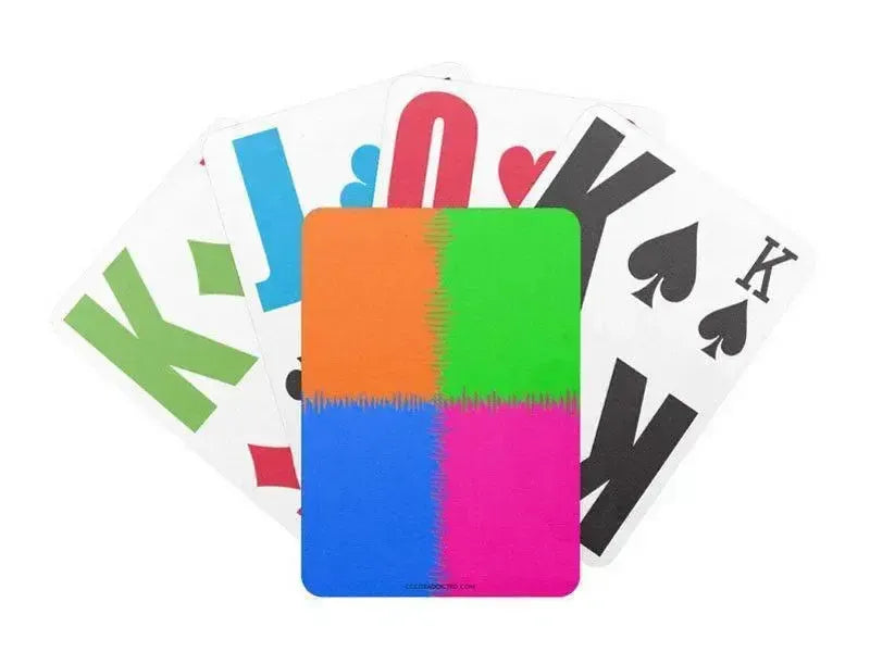 Playing Cards-QUARTERS Premium Bicycle® E-Z See® LoVision® Playing Cards for visually impaired players-Orange & Fuchsia & Blue & Green-from COLORADDICTED.COM-