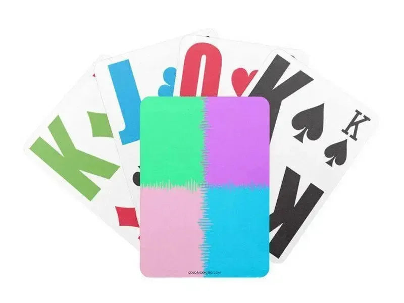 Playing Cards-QUARTERS Premium Bicycle® E-Z See® LoVision® Playing Cards for visually impaired players-Pink & Light Blue & Light Green & Light Purple-from COLORADDICTED.COM-