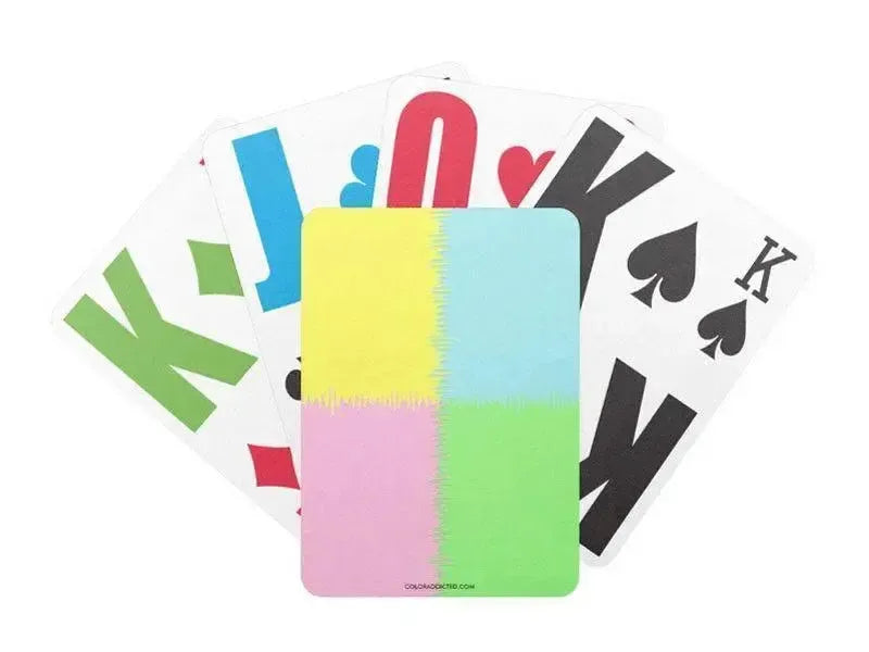 Playing Cards-QUARTERS Premium Bicycle® E-Z See® LoVision® Playing Cards for visually impaired players-Pink & Light Blue & Light Green & Light Yellow-from COLORADDICTED.COM-