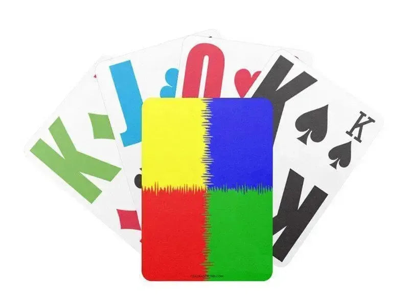 Playing Cards-QUARTERS Premium Bicycle® E-Z See® LoVision® Playing Cards for visually impaired players-Red & Blue & Green & Yellow-from COLORADDICTED.COM-