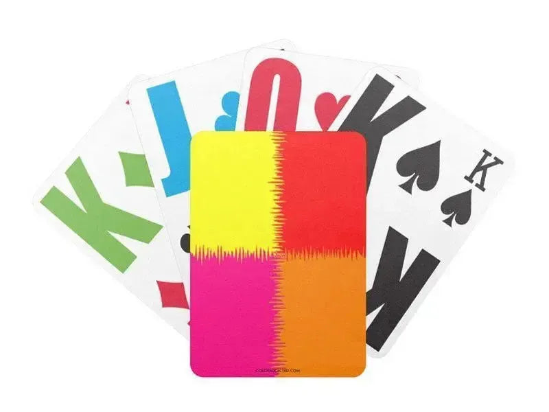 Playing Cards-QUARTERS Premium Bicycle® E-Z See® LoVision® Playing Cards for visually impaired players-Red & Orange & Fuchsia & Yellow-from COLORADDICTED.COM-