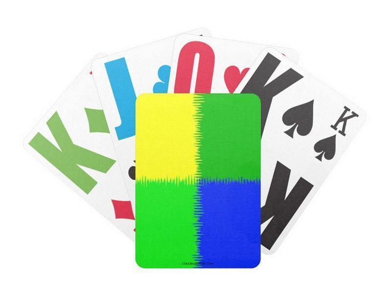 Playing Cards-QUARTERS Premium Bicycle® E-Z See® LoVision® Playing Cards for visually impaired players-Blues &amp; Greens &amp; Yellow-from COLORADDICTED.COM-
