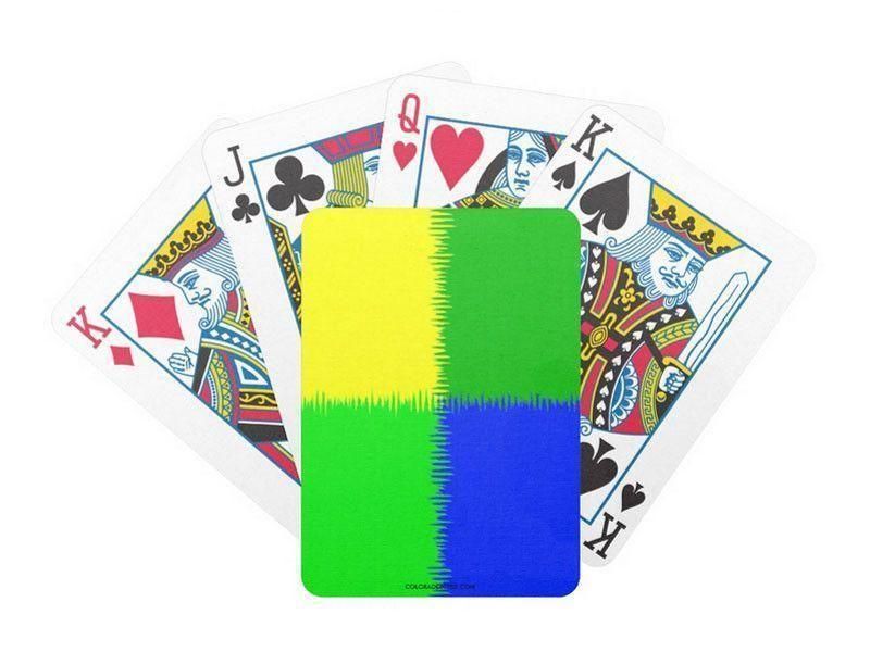 Playing Cards-QUARTERS Premium Bicycle® Playing Cards-Blues &amp; Greens &amp; Yellow-from COLORADDICTED.COM-