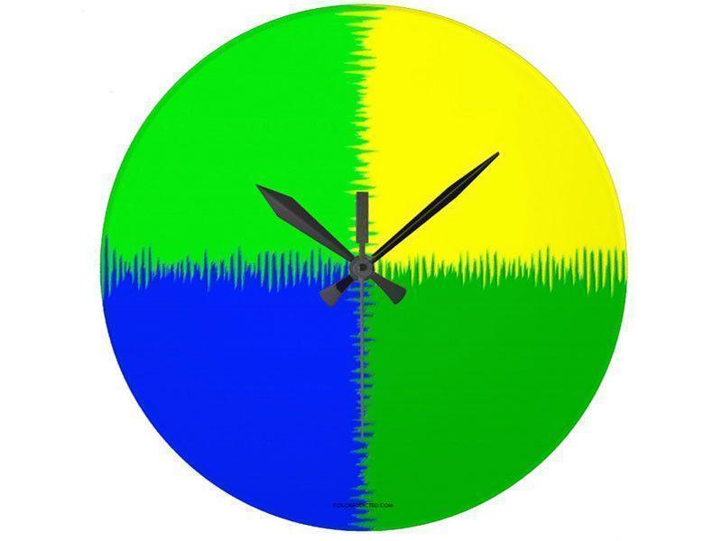 Wall Clocks-QUARTERS Round Wall Clocks-Blue, Greens &amp; Yellow-from COLORADDICTED.COM-