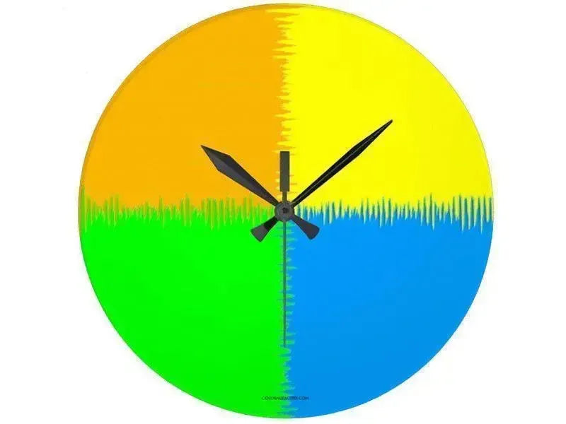Wall Clocks-QUARTERS Round Wall Clocks-Orange, Blue, Green & Yellow-from COLORADDICTED.COM-