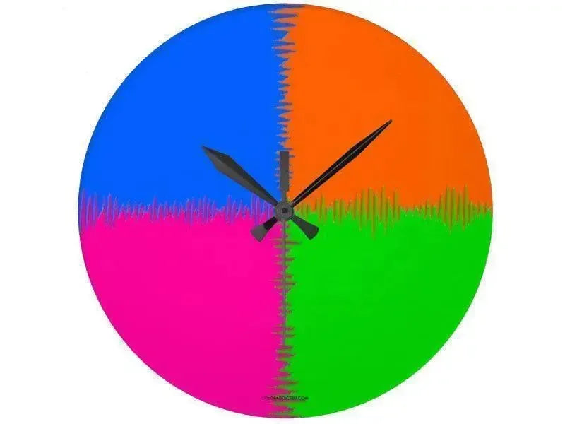 Wall Clocks-QUARTERS Round Wall Clocks-Orange, Fuchsia, Blue & Green-from COLORADDICTED.COM-