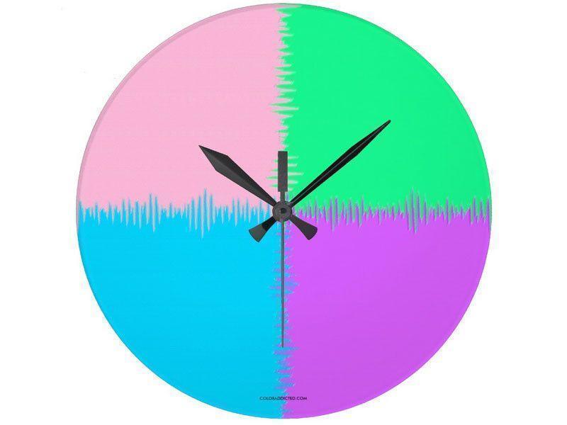 Wall Clocks-QUARTERS Round Wall Clocks-Pink, Light Blue, Light Green &amp; Light Purple-from COLORADDICTED.COM-