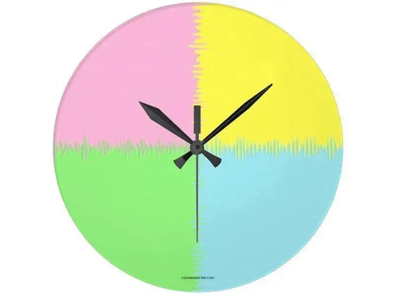Wall Clocks-QUARTERS Round Wall Clocks-Pink, Light Blue, Light Green & Light Yellow-from COLORADDICTED.COM-