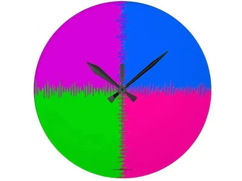 Wall Clocks-QUARTERS Round Wall Clocks-Purple, Fuchsia, Blue & Green-from COLORADDICTED.COM-