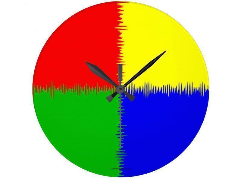 Wall Clocks-QUARTERS Round Wall Clocks-Red, Blue, Green &amp; Yellow-from COLORADDICTED.COM-