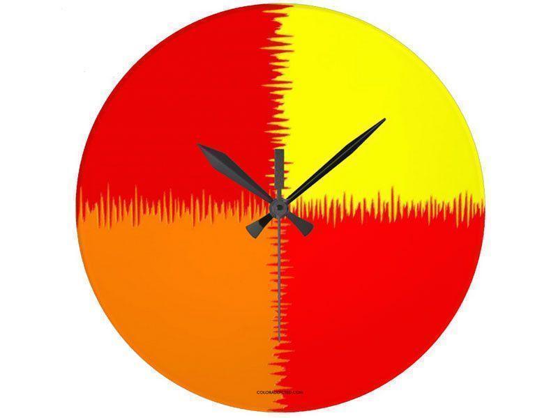 Wall Clocks-QUARTERS Round Wall Clocks-Reds, Orange &amp; Yellow-from COLORADDICTED.COM-
