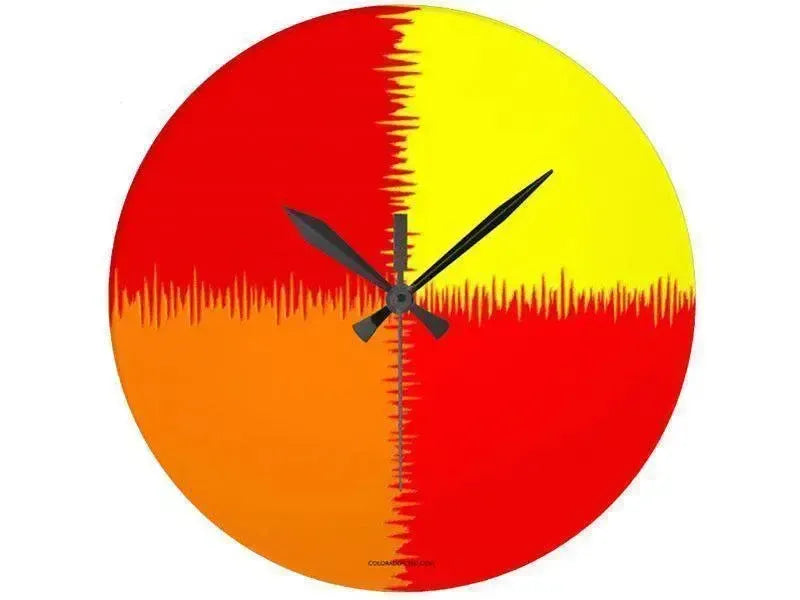 Wall Clocks-QUARTERS Round Wall Clocks-Reds, Orange & Yellow-from COLORADDICTED.COM-
