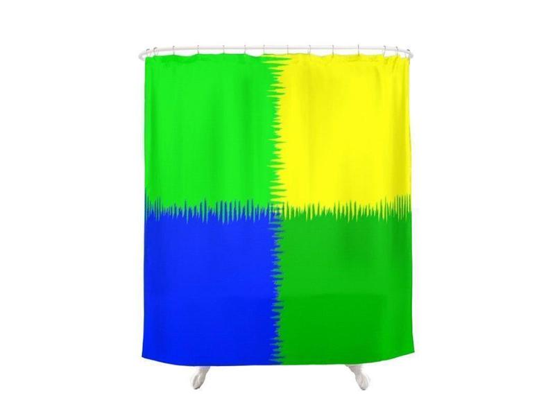 Shower Curtains-QUARTERS Shower Curtains-Blue, Greens &amp; Yellow-from COLORADDICTED.COM-