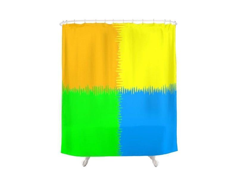 Shower Curtains-QUARTERS Shower Curtains-Orange, Blue, Green &amp; Yellow-from COLORADDICTED.COM-